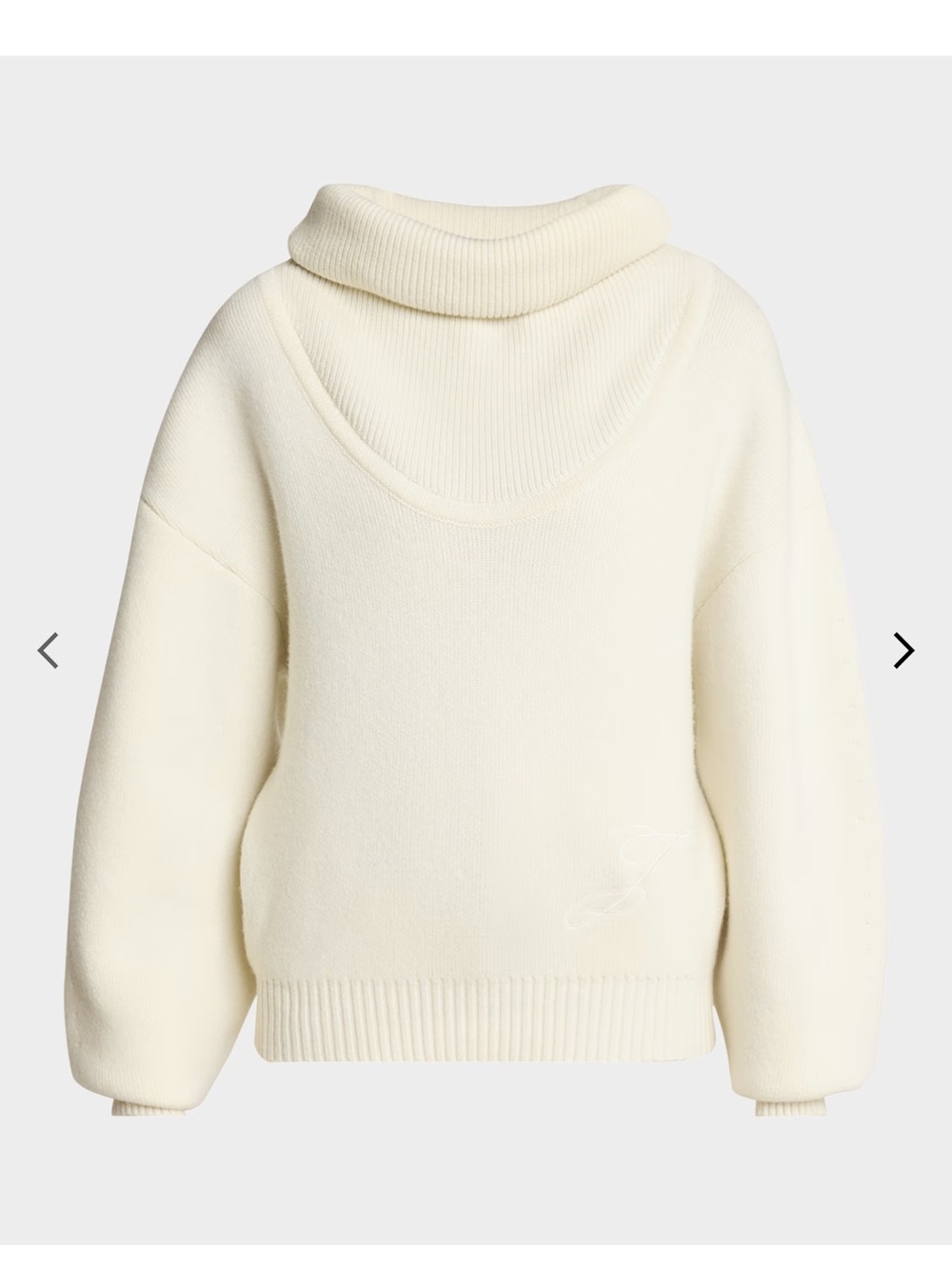 Jacquemus Cream Folded Cowl-Neck Sweater